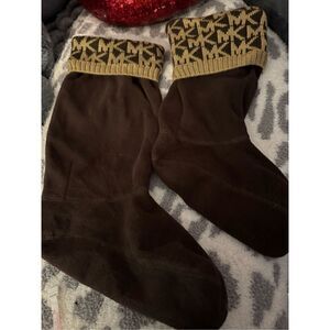 Mk brown/tan signature jacquard logo boot socks